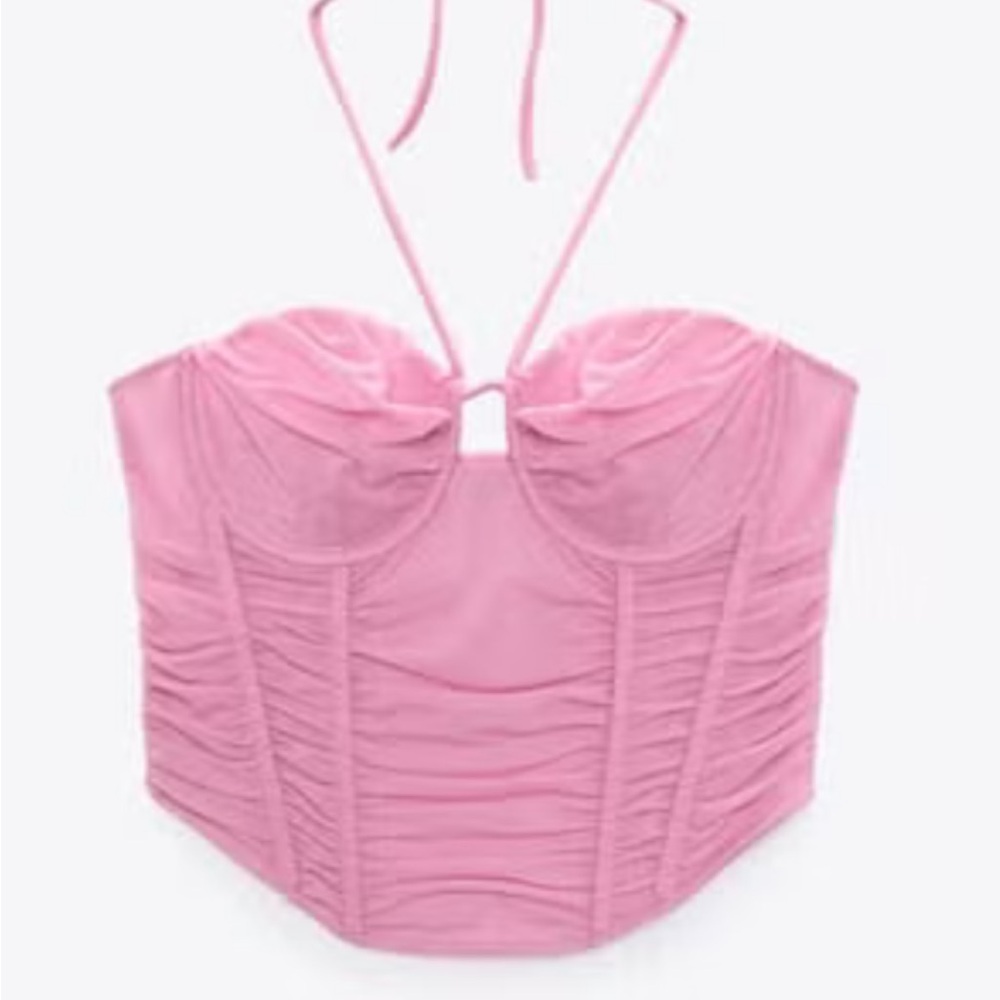 Zara Pink Ruched Crop Top
